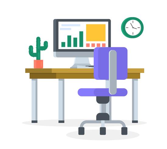 Flat Office Desk vector