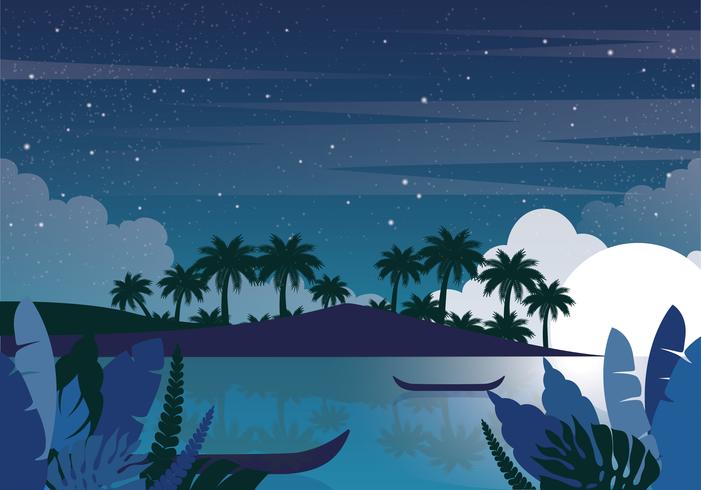 Vector Night Landscape Illustration