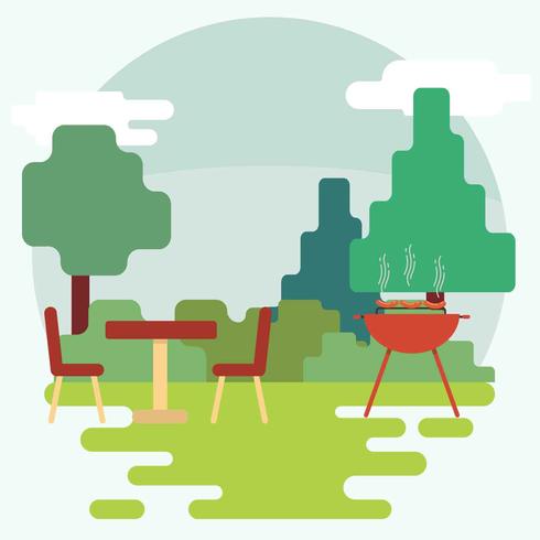 Backyard Barbecue Illustration Vector