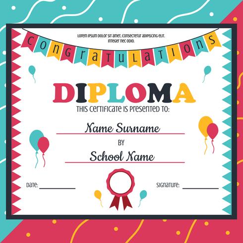 Kindergarten Diploma Template Vector 