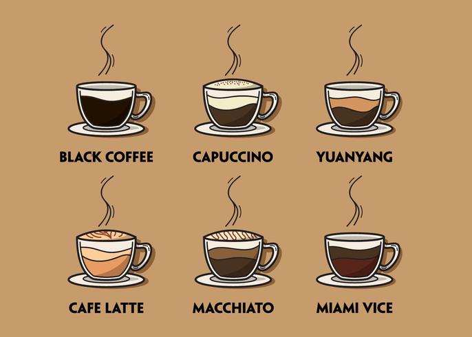 Conjunto de ilustración de café vector