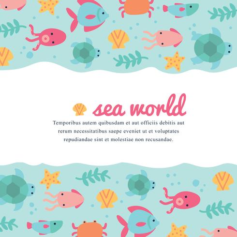 Cute And Colorful Sea World Background vector