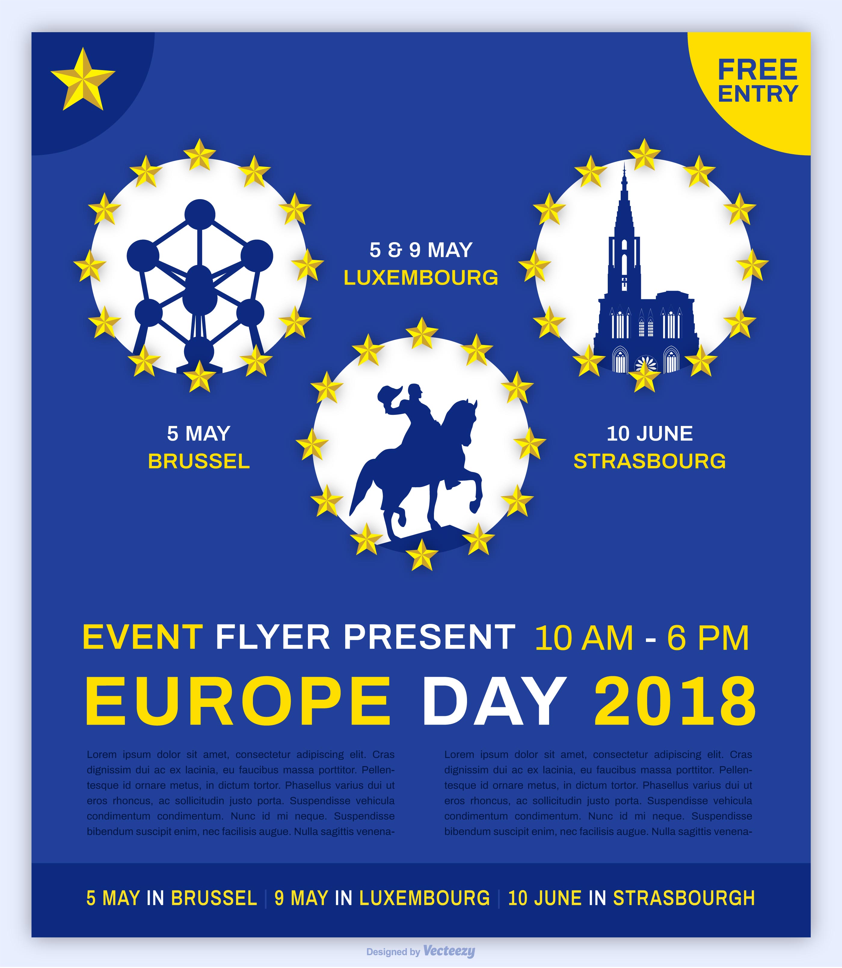 Europe Day Event Flyer Vector Template Download Free Vectors Clipart Graphics Vector Art