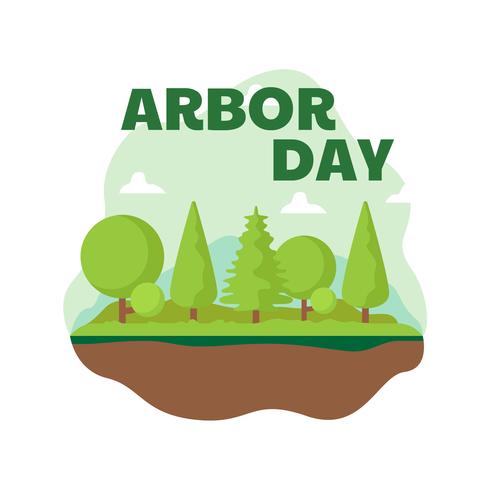 Ilustración de paisaje de día de árbol vector