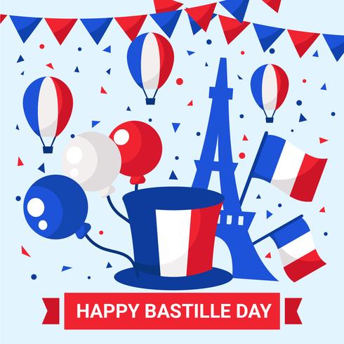 14 July Happy Bastille Day Vector