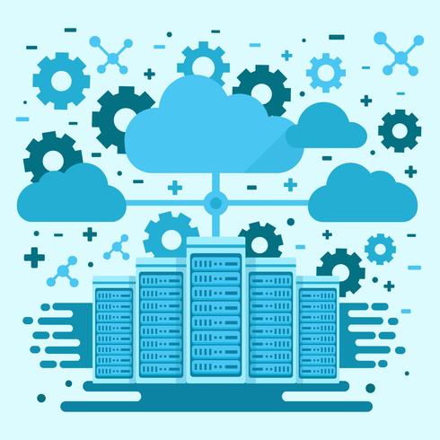 Concepto de red de servidor y nube vector