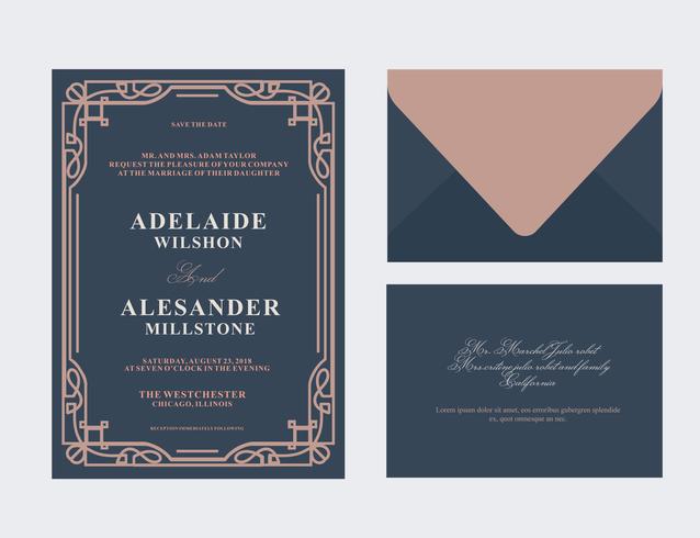 Art Deco Wedding Card vector