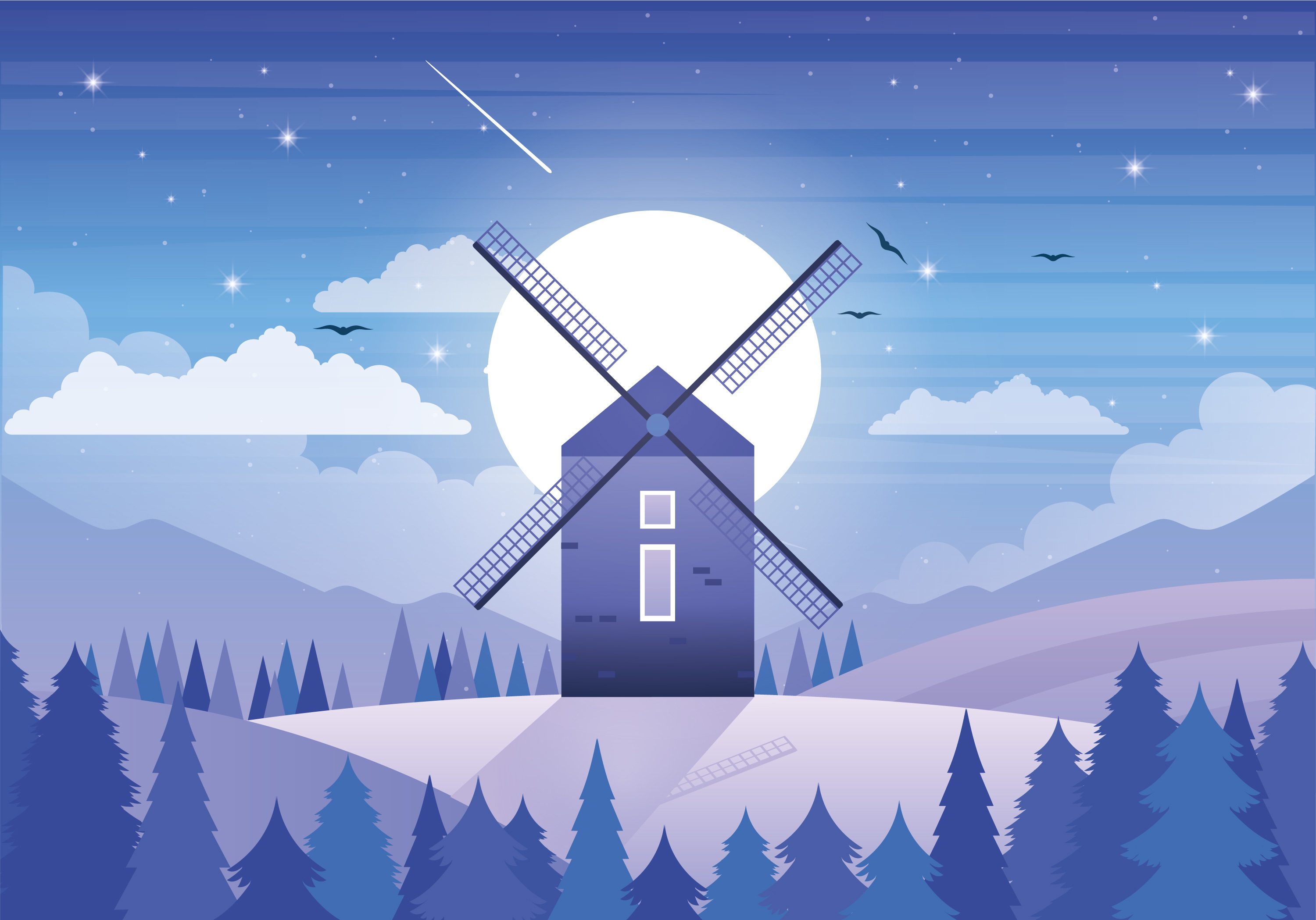 Vector Windmill Illustration 202932 Vector Art at Vecteezy