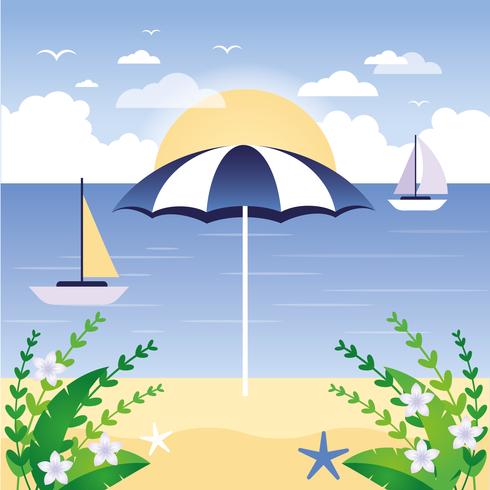 Vector ilustración de paisaje de playa