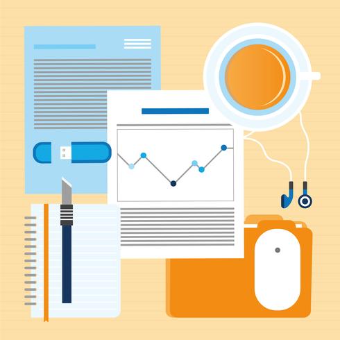Vector Work Place Items Illustration