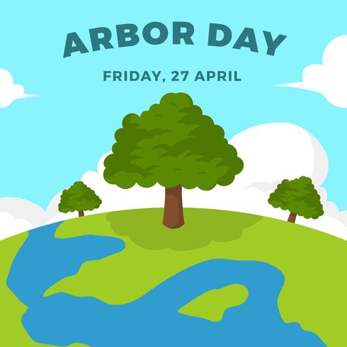 Flat Arbor Day Vector Illustration