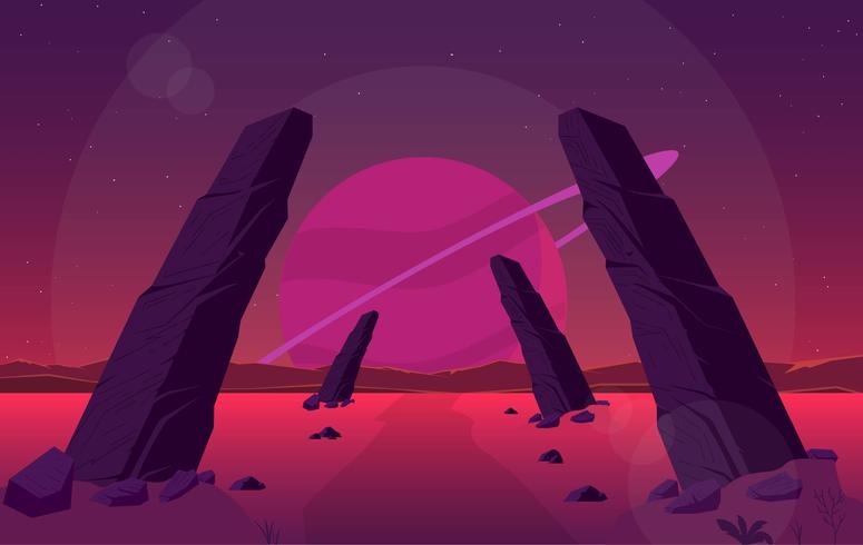 Ilustración de paisaje de fantasía de vector