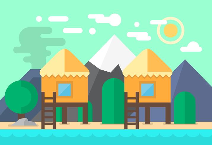 Flat Beach Bungalows vector