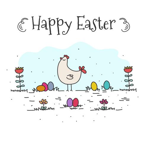 Doodle Happy Easter Background Vector