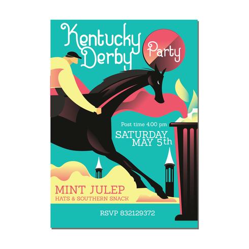 Invitation with Horse Ridding and Mint Julep - Download Free Vector Art, Stock Graphics & Images