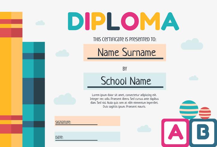 Kindergarten Diploma Template vector