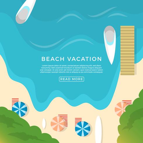 Flat Beach Vacation Vector Illustration