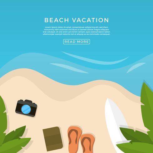 Flat Beach Vacation Vector Illustration