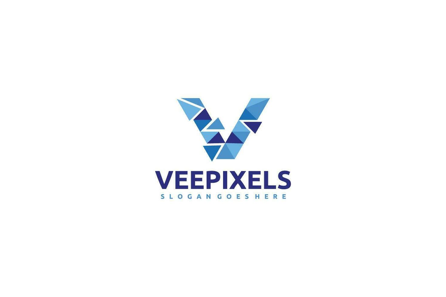 pixeles v letra logo vector