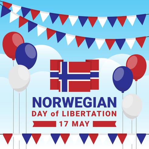 Diseño patriótico del día de la independencia de Noruega vector