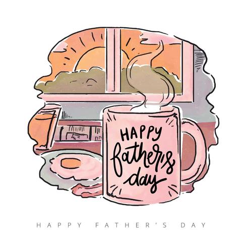 Cute Father's Day Breakfast With Quote vector