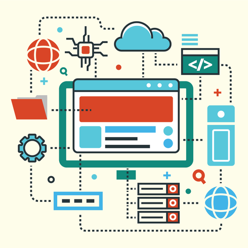 Tecnología de ingeniería en la nube centrada en computadora vector