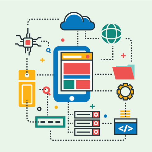 Mobile Centric Cloud Engineering Technology vector