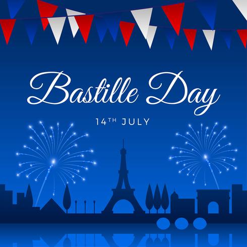 Bastille Day Greeting Template Vector