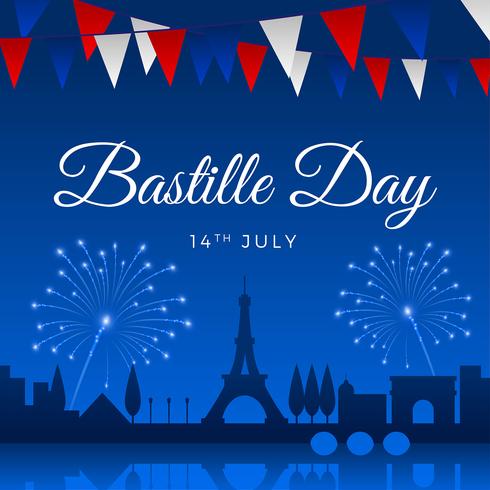 Bastille Day Greeting Template Vector