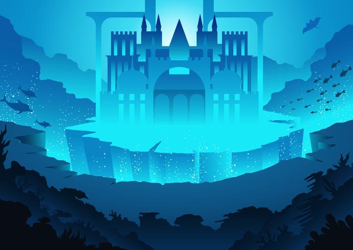 Paisaje de la ciudad de Atlantis vector