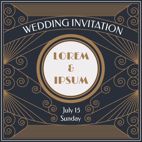 Elegant Art Deco Wedding Invitation Vector 