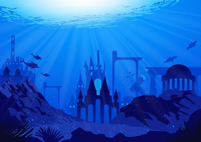 Fantástico de la ciudad de Atlantis vector