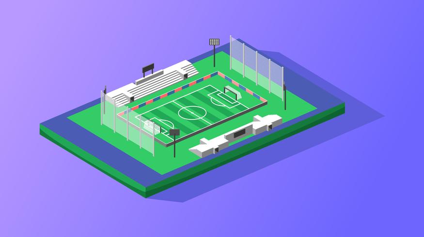 Isométrico, estadio de fútbol, ​​vector vector