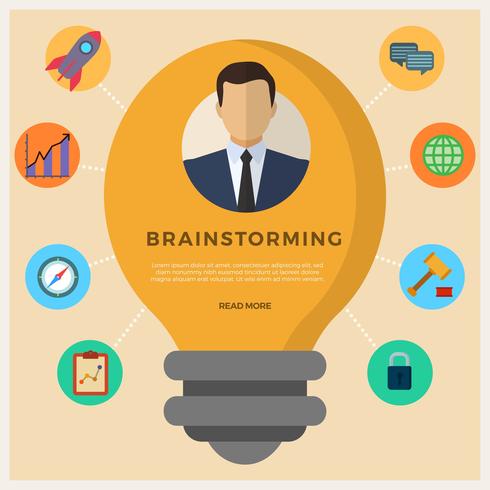 Flat Business Brainstorming Vector Illustration