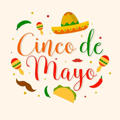 Ilustración de Vector plano de Cinco de Mayo