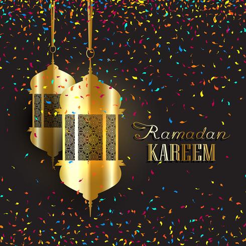 Ramadán de fondo con confeti vector