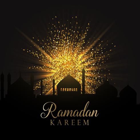Ramadan background with gold glitter vector
