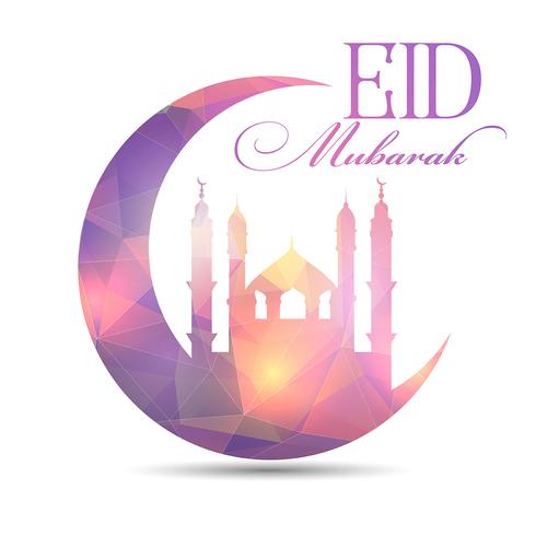 Fondo Eid Mubarak con diseño de baja poli. vector