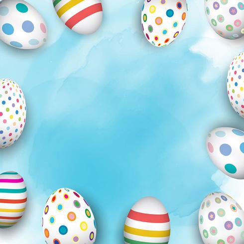 Easter eggs on watercolour background  vector