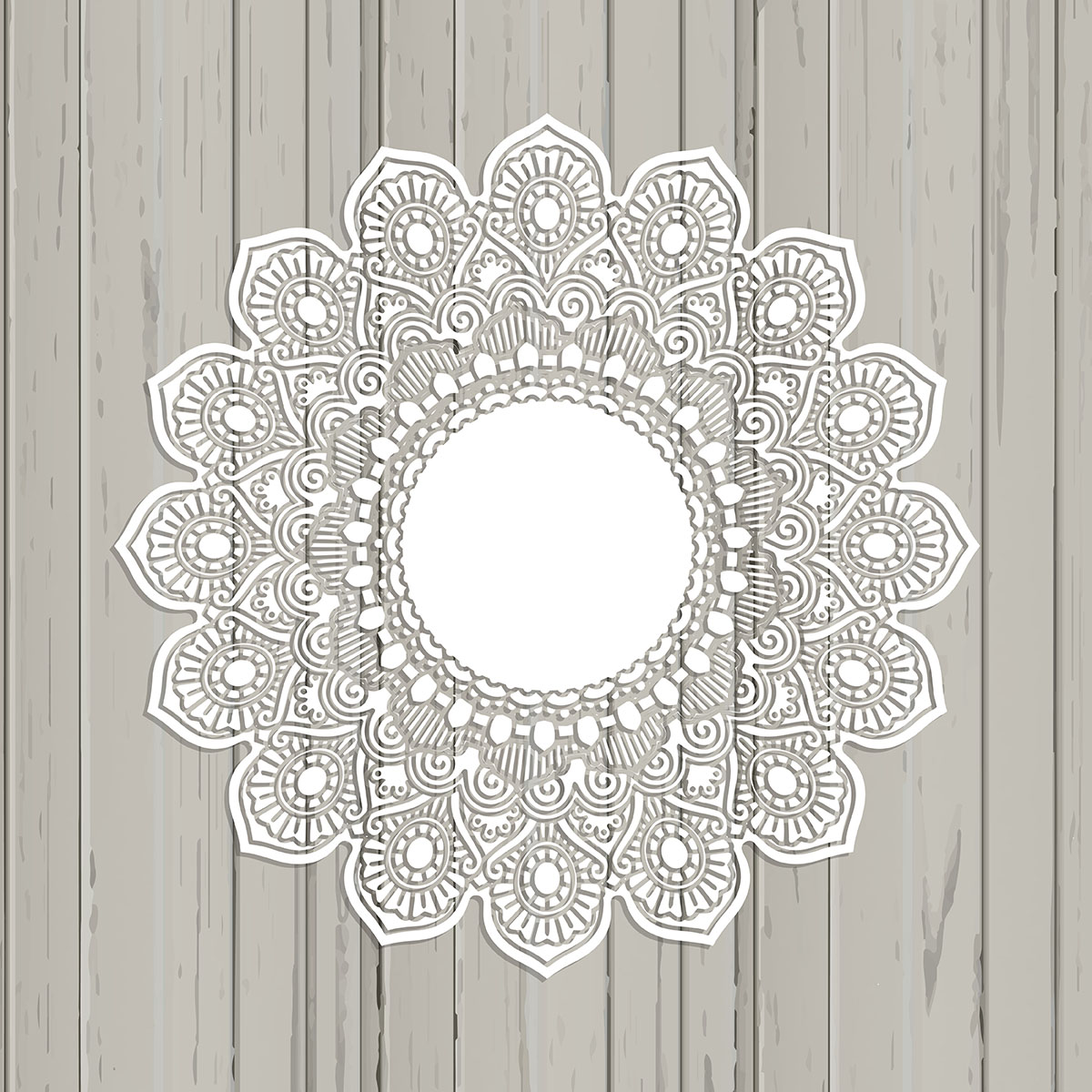 Lace style mandala on a wooden background Download Free 