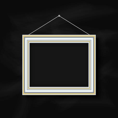 Hanging picture frame on chalkboard background  vector