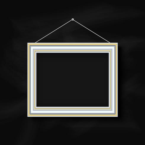 Hanging picture frame on chalkboard background  vector