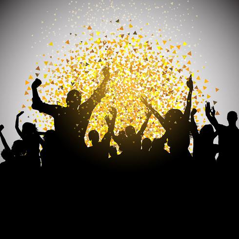 Excited party crowd on confetti background  vector