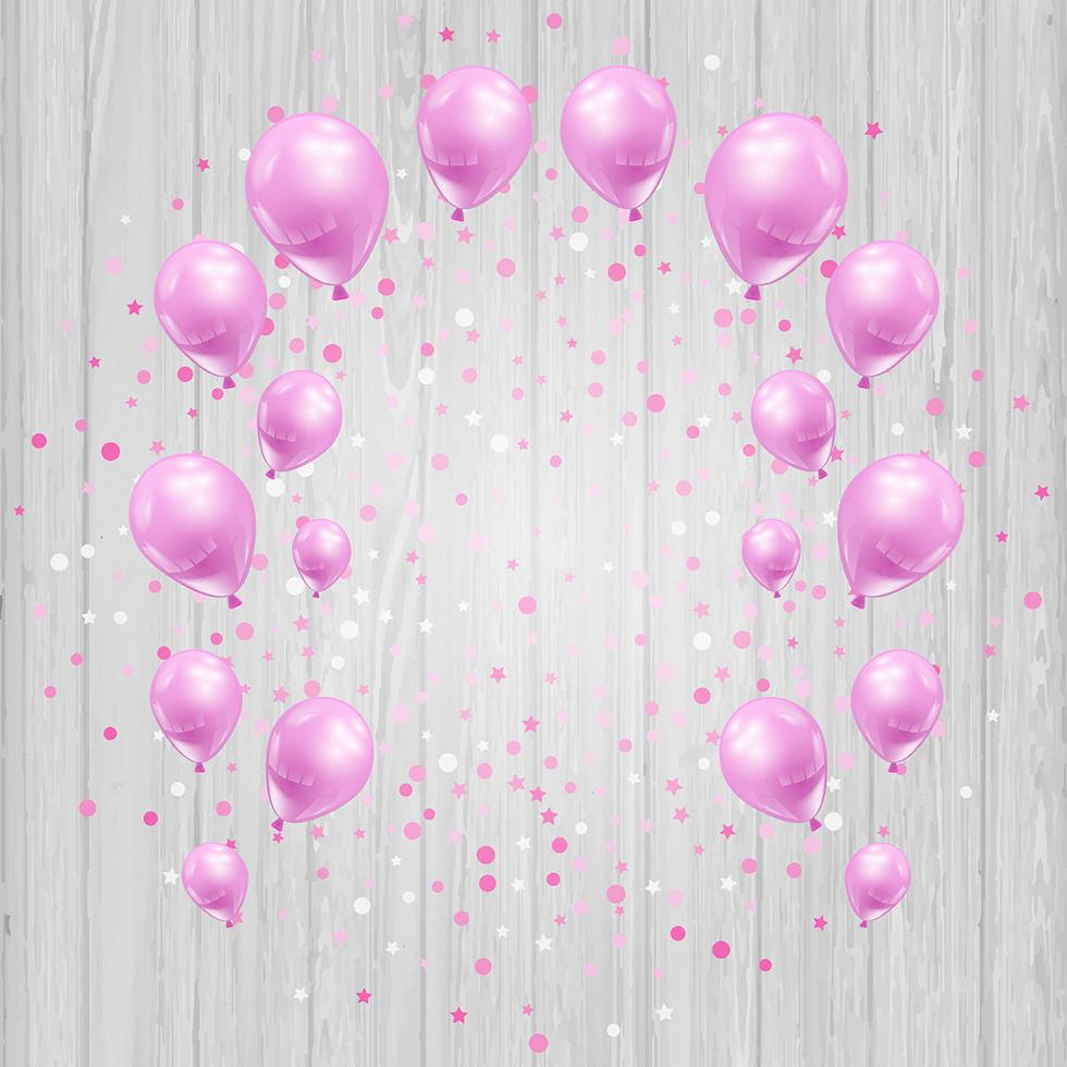 Celebration background with pink balloons and confetti 204255 Vector