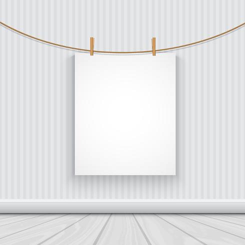 Hanging blank picture in a room vector