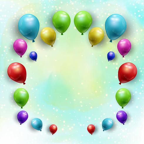 Balloons on starry watercolour background  vector