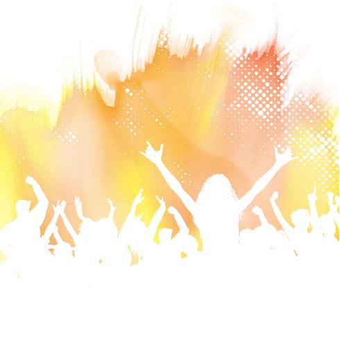 Party crowd on a watercolour background vector