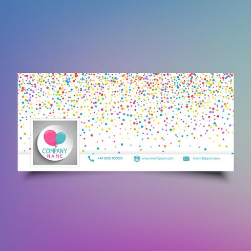 Diseño de portada de línea de tiempo de redes sociales con confeti colorido vector