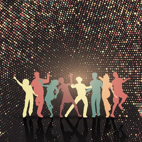 Party people on halftone dots background  vector