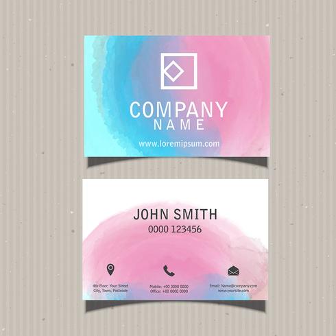 Business card with watercolour design vector